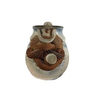 Folk Art Cowboy Ugly Face 3D Mug Pottery Handmade Stoneware Robert Eakin Signed